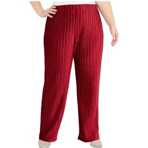 Alfani Plus Size Mod Shimmer Pleated Velvet Pull-On Wide Leg Pants